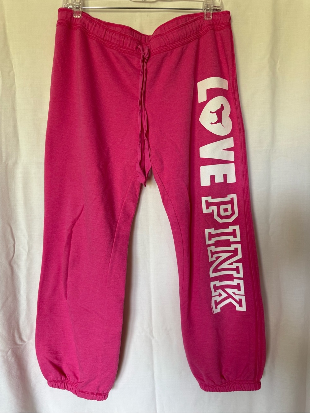 VS PINK Hot Pink "LOVE PINK" Fleece Sweatpants Medium